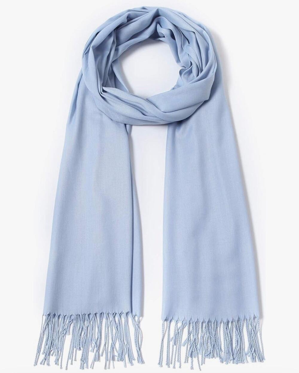 Light Blue Pashmina Scarf Wrap Shawl 6x2 Large Fringed Evening Dress Wedding